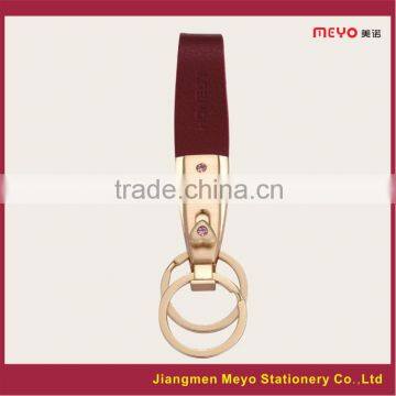 2015 Cuatom Made Metal Genuine Leather Two Rings Keychain For Bank Gift or Hotel Gift photo-6