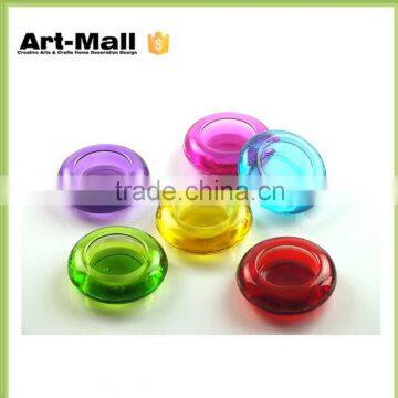 online shopping cheap crystal colored flat glass candle holder wholesale