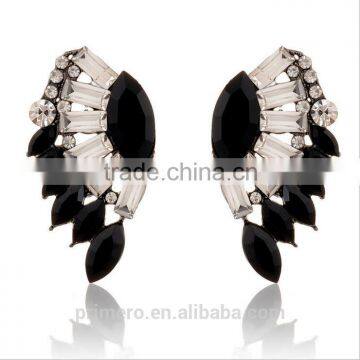 Angel Wings Designs Resin Plant Women Five Colors Glass Stones Stud Earrings photo-2