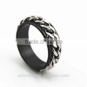 Wholesale Silver Tone Stainless Steel Chain Rings Rotating Spinner Men Gift photo-5