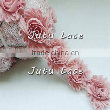 Factory wholesale multicolor shabby flower, 2.5'' wedding decor mini chiffon flower