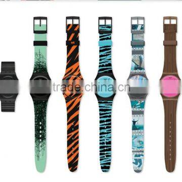 fashion PVC band plastic watch for promotion plastic ladies watch custom printed strap womens full printed plastic watch