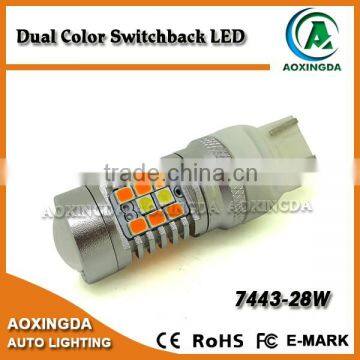 The brightest dual color switchback LED bulb T20 7443