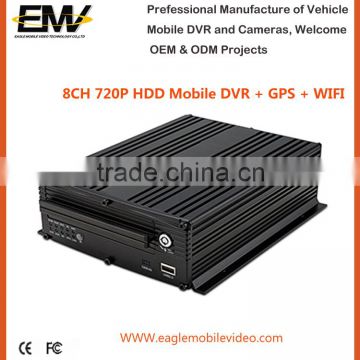 HD 8 Ch 720P AHD HDD Mobile DVR with WIFI GPS G-Sensor