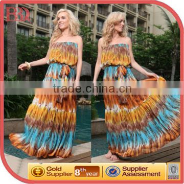 Full Print Maxi Long Womens Dress For Summer Beach