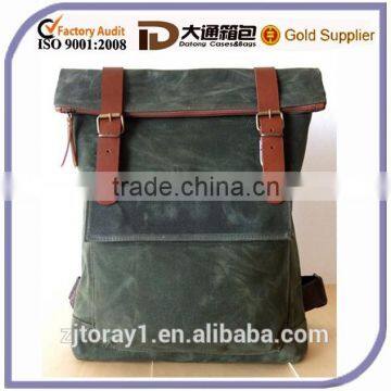 Olive Green Waxed Canvas Slim Waterproof Laptop Backpack