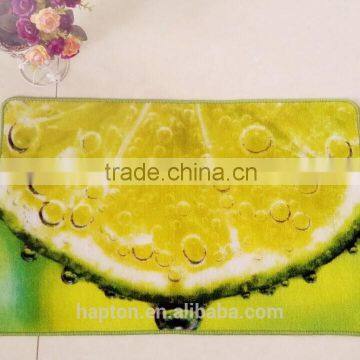 50*80cm loop pile printing carpet with anti-slip backing latex/tpr lemon design nylon printing mat