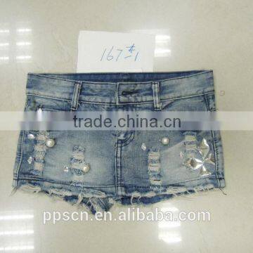 New arrival diamond lace decoration cheap denim shorts sexy grls hot shorts wholesale China