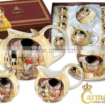 CARMANI Tea set (teapot, sugar bowl, milk jug and six cups) with GUSTAV KLIMT