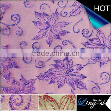 2014 New Design Bronze Printed Organza Fabric for Decoration