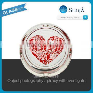 wholesale cheap ashtray heart logo decal glass ashtray