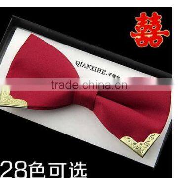 Men's Dress Double Tie Groom Groomsman Married British Korean Metal Bow Tie Tide Box photo-3