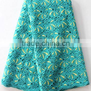 Hangzhou high grade guipure lace fabric 2016 cord lace / big heavy guipure lace / fabrics african for aso ebi dress