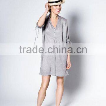 Light Grey Linen Dress Cute Dress Mini Dress photo-2