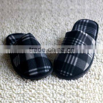 Mens classic grid nap fabric closed toe hotel SPA indoor Slippers