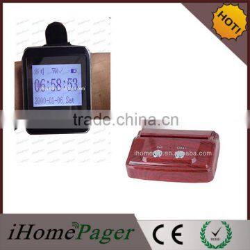 Restaurant wireless service call system with wrist watch pager