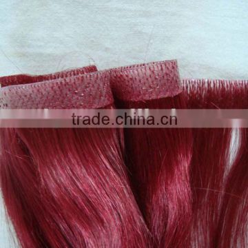 Remy skin pu weft in Red Color