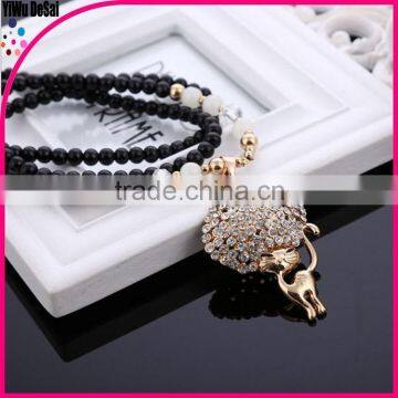 The new sweater chain crystal sweater chain lady cat necklace
