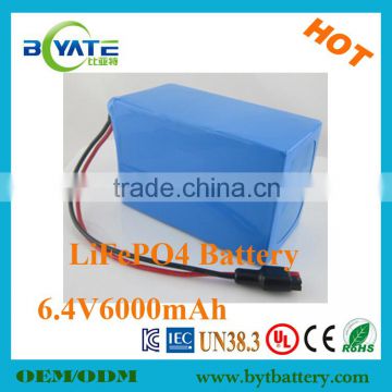 High Quality 100% DOD 3000times LiFePO4 6.4V Battery Pack Manufacturer