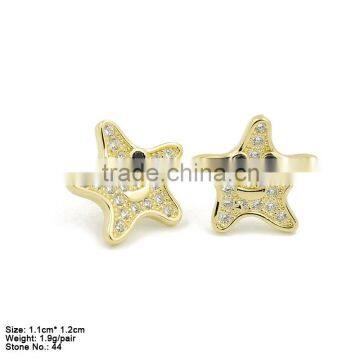 GZA2-021 925 Sterling Silver Earring With Cubic Zirconia Little Starfish Earring Stud photo-3