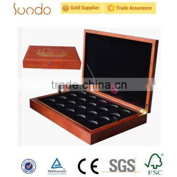 real wood luxury coin custom box with logo