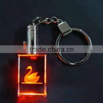 3D promotion led crystal glass keychain with logo