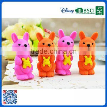 2016 advertising animal shape erasers packed in polybag