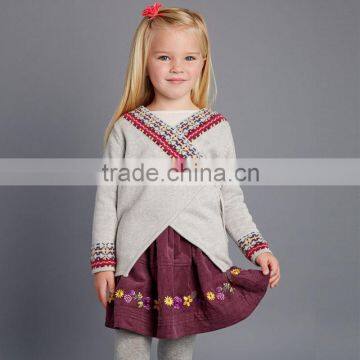 DK0077 dave bella 2015 autumn girls boutique sweater children's clothes girls yellow sweater children's fashionable sweater