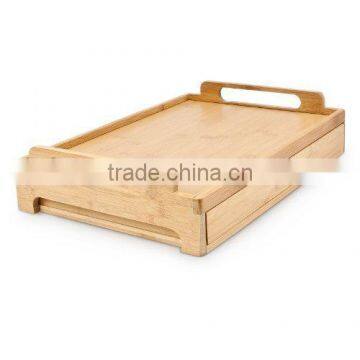 New Design Home Kitchen Square Bamboo Serving Tray With Handle Hot Sale Food Serving Tray With Drawer photo-2