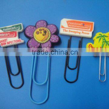 soft pvc rubber advertising bookmarks paper clips for promotion