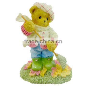 Lovely teddy bear polyresin wedding figuirne wall decor