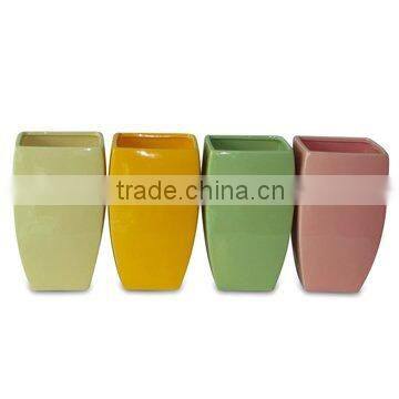 Color-glazed Ceramic Flower Pots 4 colors