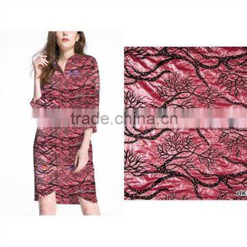 Lace Fabric/black tree geometry plain embroidery fabric with peachblow basic fabric from GZ Hongming