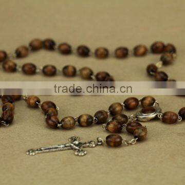 Olive Wood Catholic Rosary With Oval Olive Wood Beads Retail Box photo-3