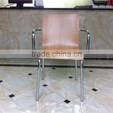 Manufacturer New Design Modern Stainless Steel Legs Bentwood Seat Dining Chair