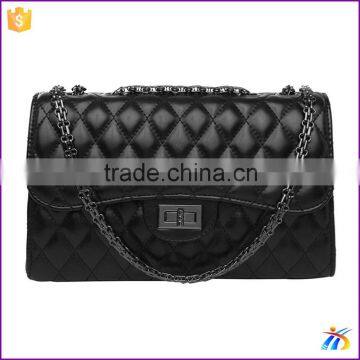 Leather Handbag Ladies Alibaba China Supplier crossbody bags black Iron chain shoulder bags