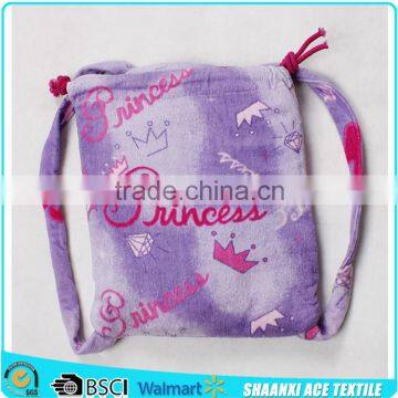 OEM design your own logo romantic purple color cotton towel bag