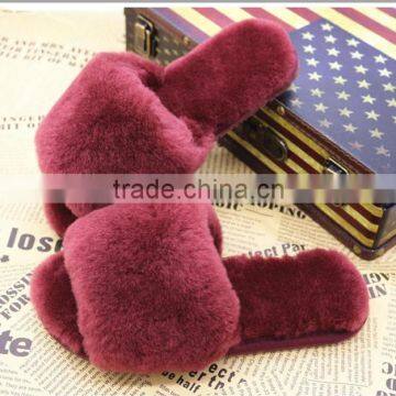 Hot Wholesale Sheepskin Slippers Rex Rabbit Fur Lined Slippers