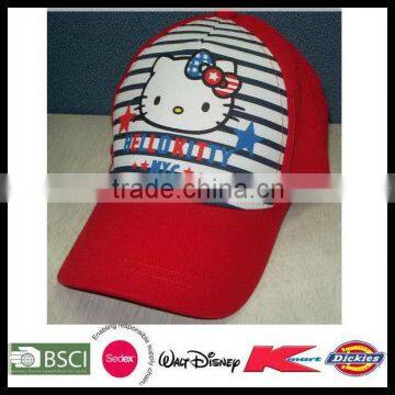 Hello Kitty print red cheap baby summer cap