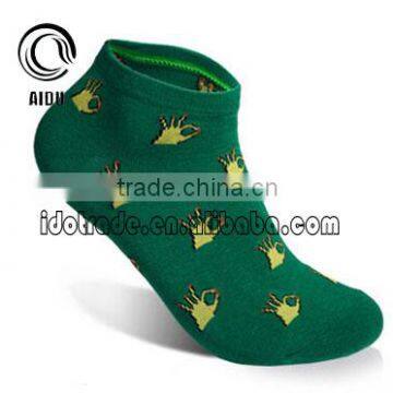 Green 100% Cotton Custom Design Cartoon Tube Sock Sport Sock Man Sock