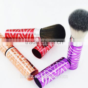 Elastic powder brush high quality with red metal handle black and red hair