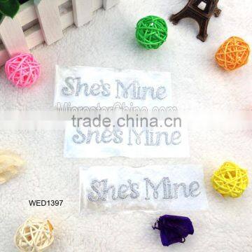 She's mine Silver Glitter Wedding Shoe Sticker Shoes Decoration