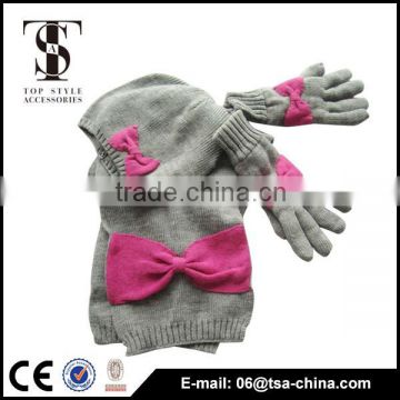 100% acrylic kids knitted scarf, hat & glove sets