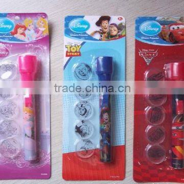 plastic children Logo led projector flashlight