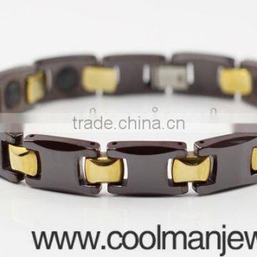 Wholesale men Health Gold Plated tungsten and ceramic Magnetic bracelet