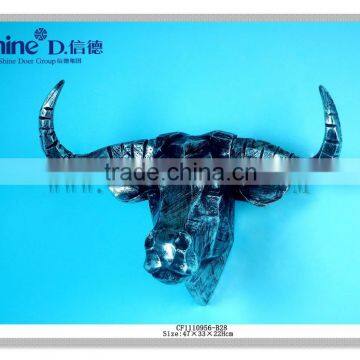 Animal head decoration silver electro plating buffalo head wall art