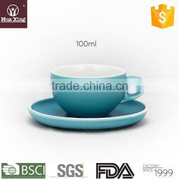 H4892 cyan color on glaze oem coffee porcelain cup and saucer tea set