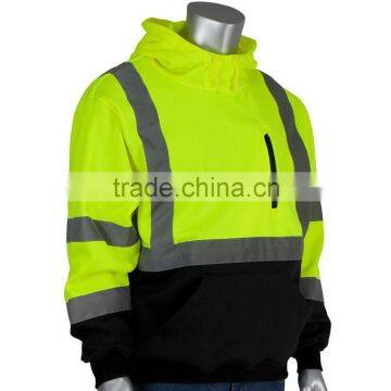 Yellow Hooded Pullover Safety Workwear with Black Bottom