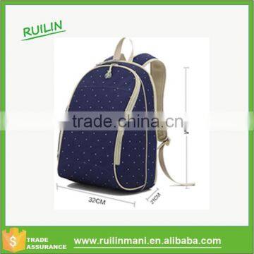 High quality Navy blue white dots Oxford cloth baby diaper bags made in China