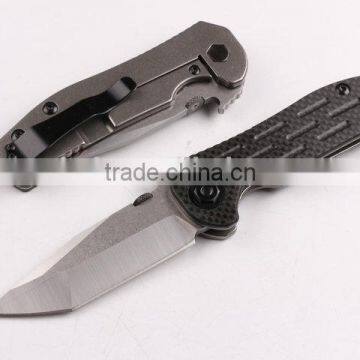 OEM carbon fiber and Titanium alloy handle folding hunting knife